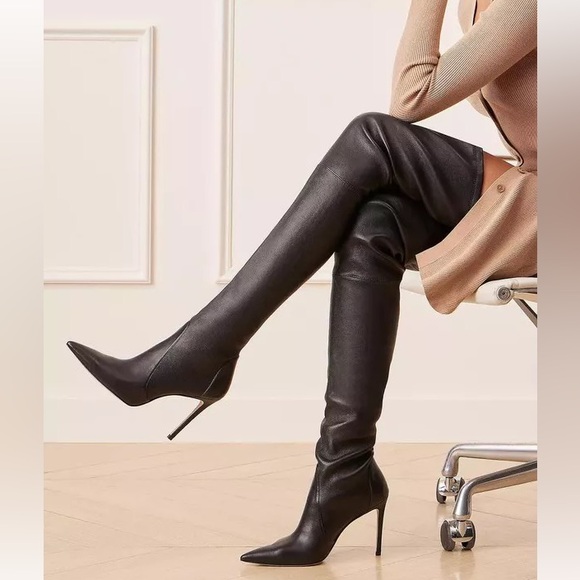 Stuart Weitzman Ultrastuart Thigh-High Pointed-Toe Boots - Picture 1 of 14